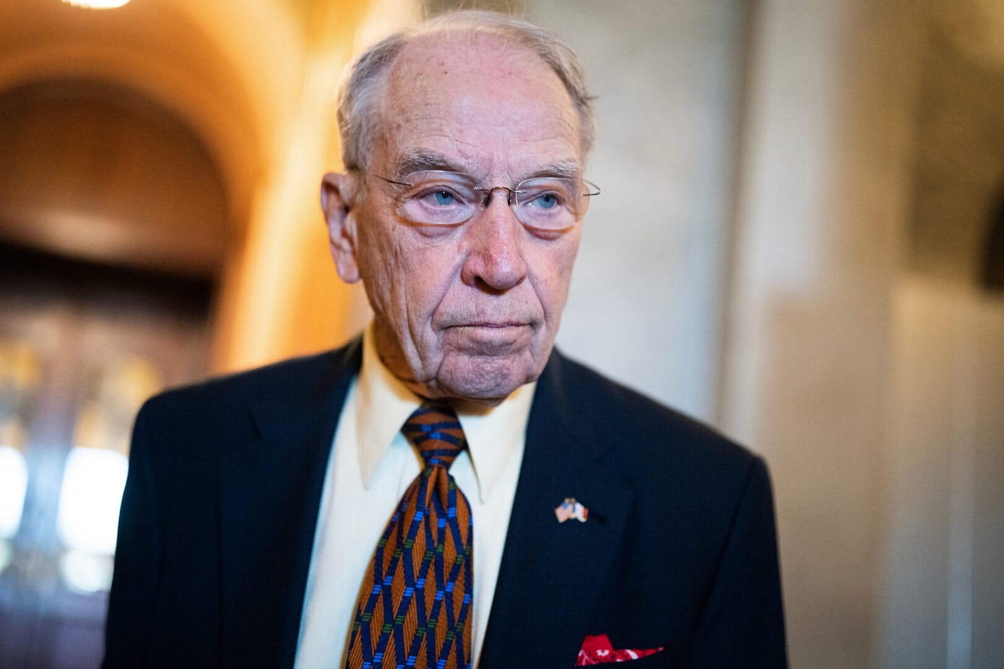 Sen. Charles E. Grassley, R-Iowa, was hospitalized for treatment of an infection, his office said. 