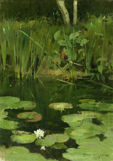 Water Lilies, 1878, Theodore Robinson Water Lilies, 1878, Theodore Robinson