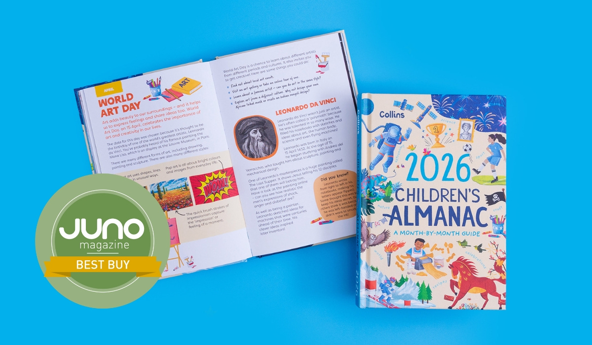 2026 Children's Almanac shown on a bright blue background