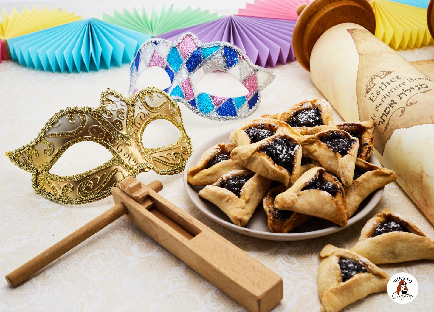 Purim foods and decorations