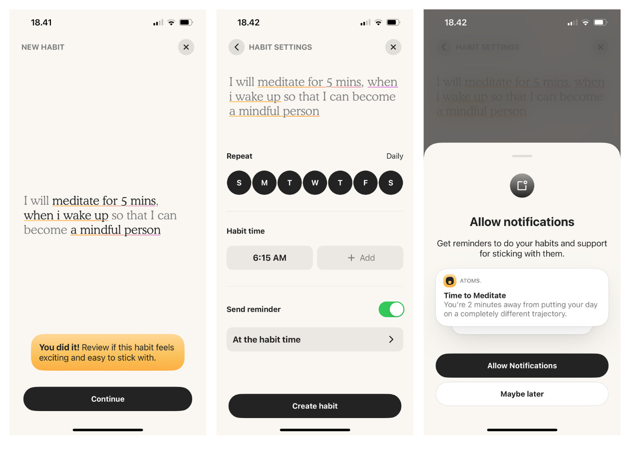 Atoms app notification opt-in