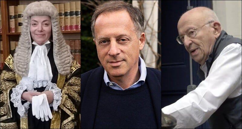 Collage shows a judge and two men Collage shows a judge and two men