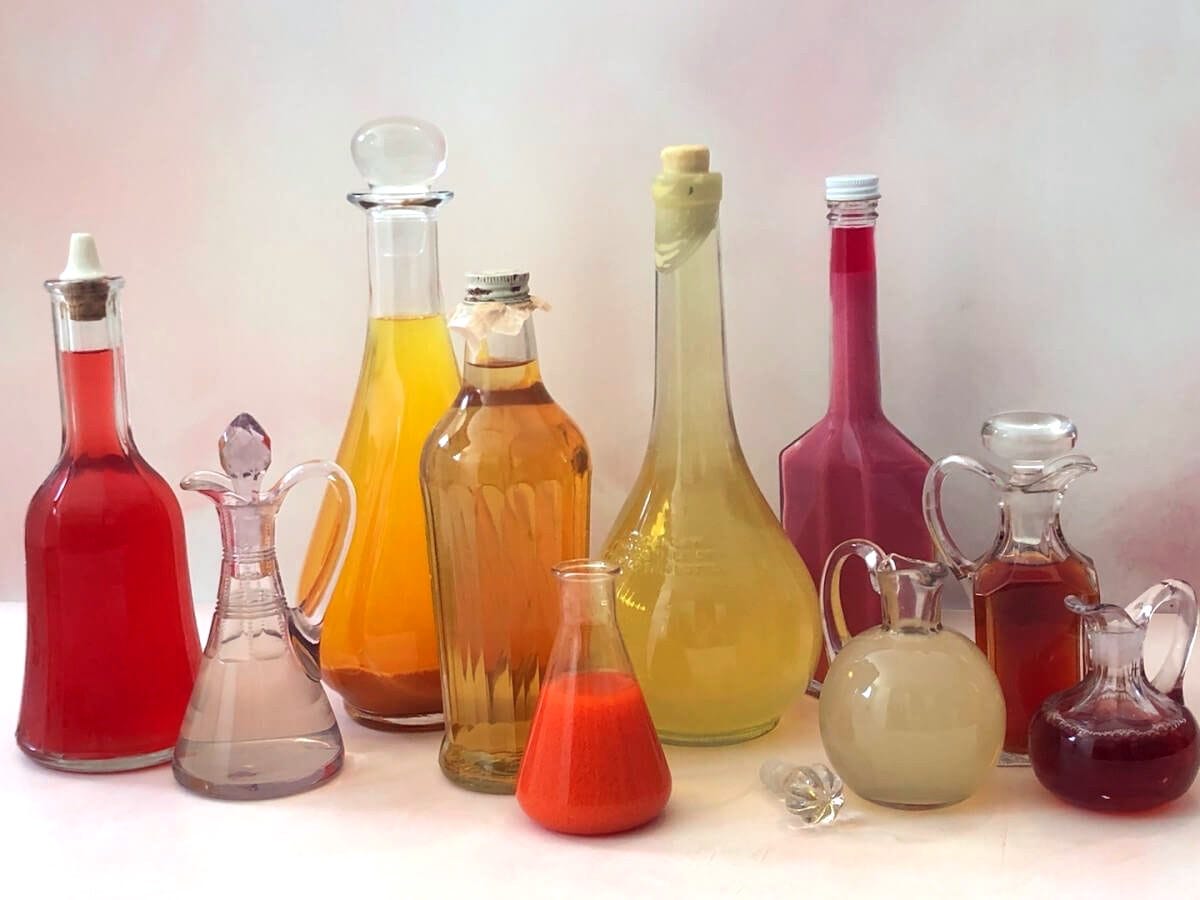 Finished vinegar in glass Finished vinegar in glass
