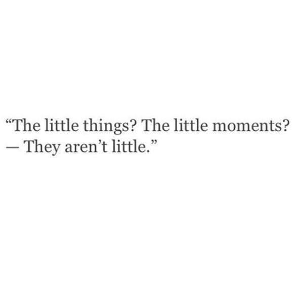 This may contain: a quote that reads, the little things? the little moments they aren't little