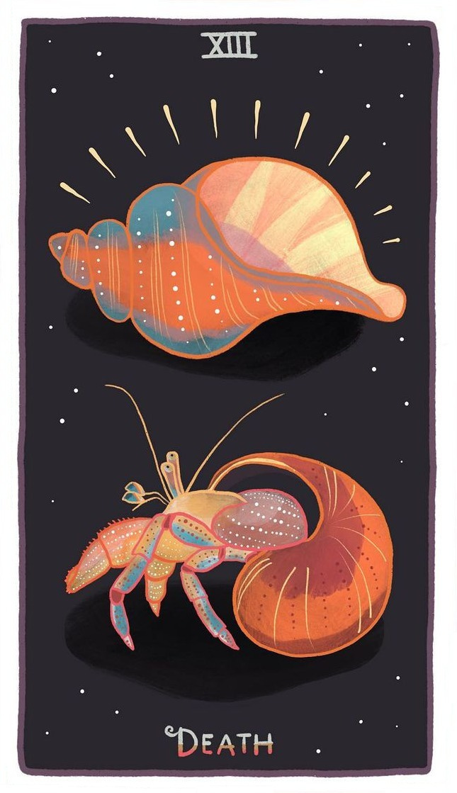 Death. Art by Mariza Aparicio-Tovar, from the  Gentle Tarot.
“ ¨Death.¨ Elimination of old habits, ending of a chapter, the inevitable forces of transition.
By those unfamiliar with tarot, the Death card is often thought of as a “bad” card to draw,...