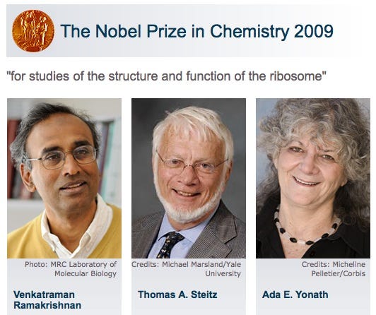 The Nobel Prize in Chemistry 2009 - "for studies of the structure and  function of the ribosome" - Make: