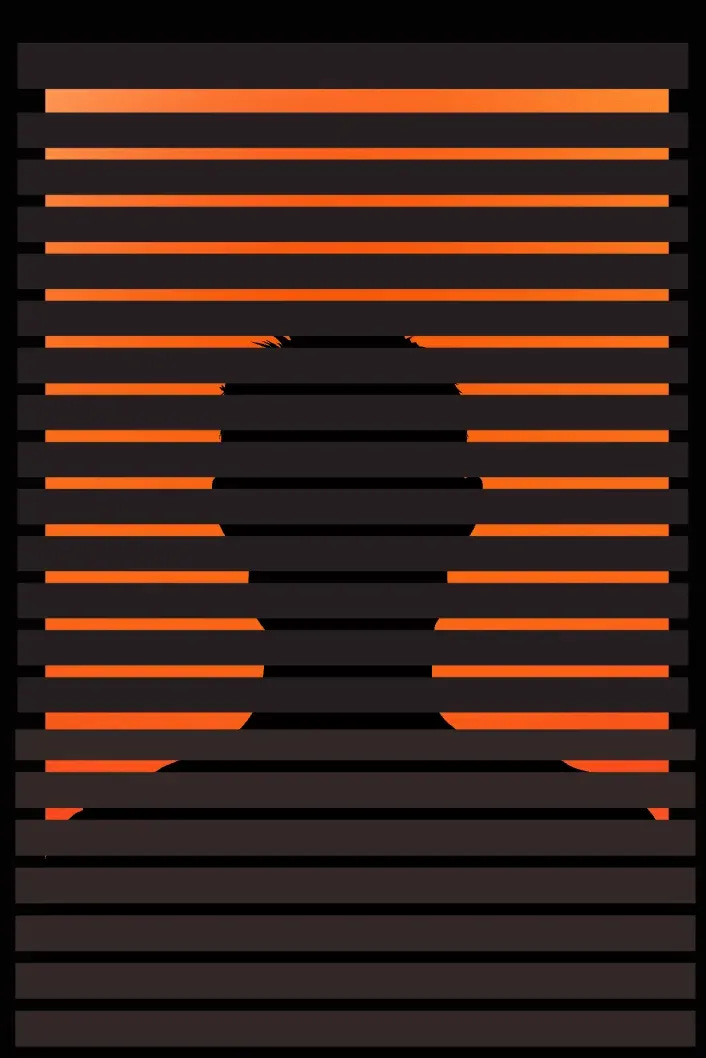 Silhouette of a man standing behind window blinds as orange light blazes behind him Silhouette of a man standing behind window blinds as orange light blazes behind him