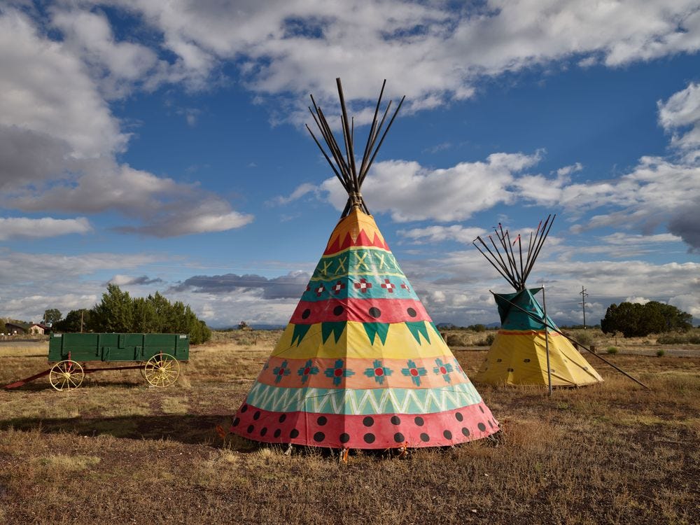 Colorful Native American tipis on grassy prairie - Free Photo (R5RpRb) -  Noun Project