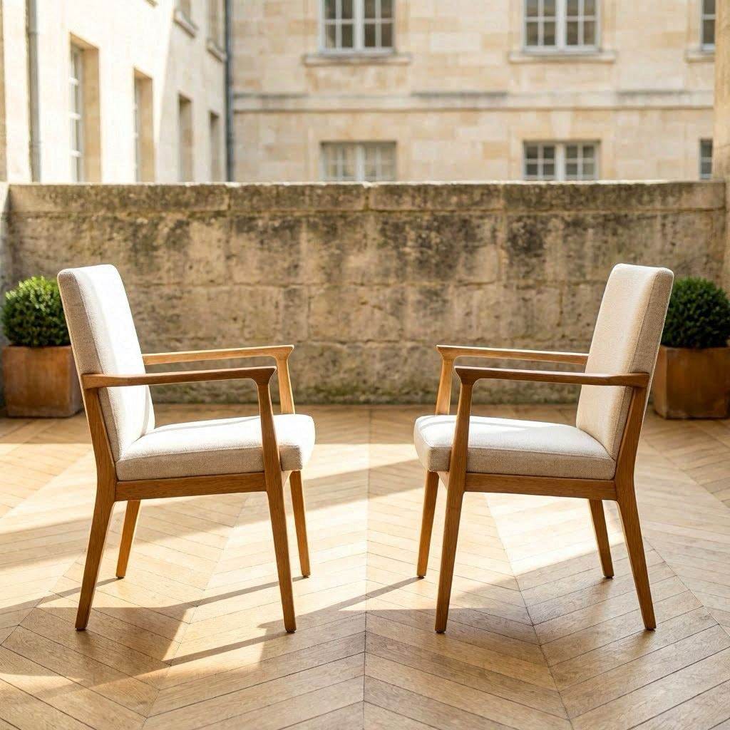 Two empty chairs facing one another to represent equality 