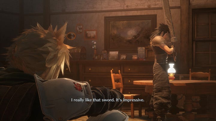 Angeal and Zack praying to the buster sword.