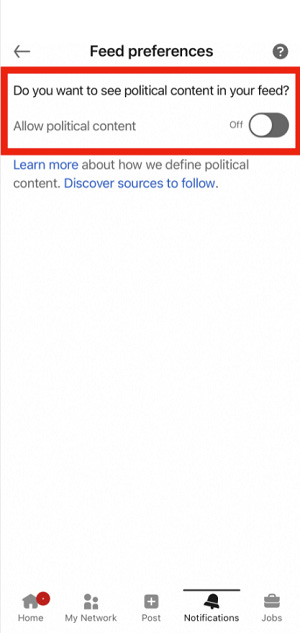 LinkedIn political posts option