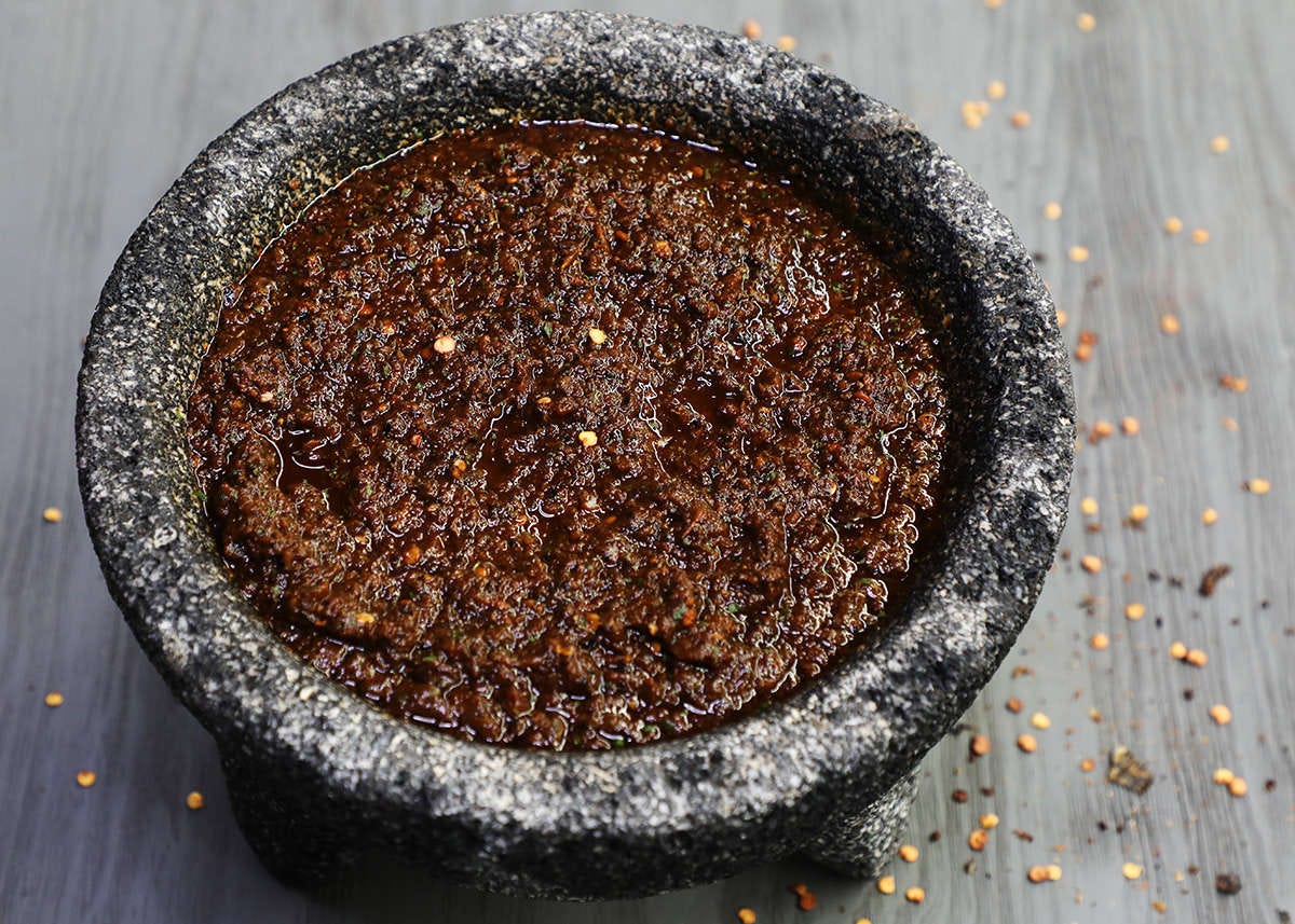Salsa Borracha in a molcajete