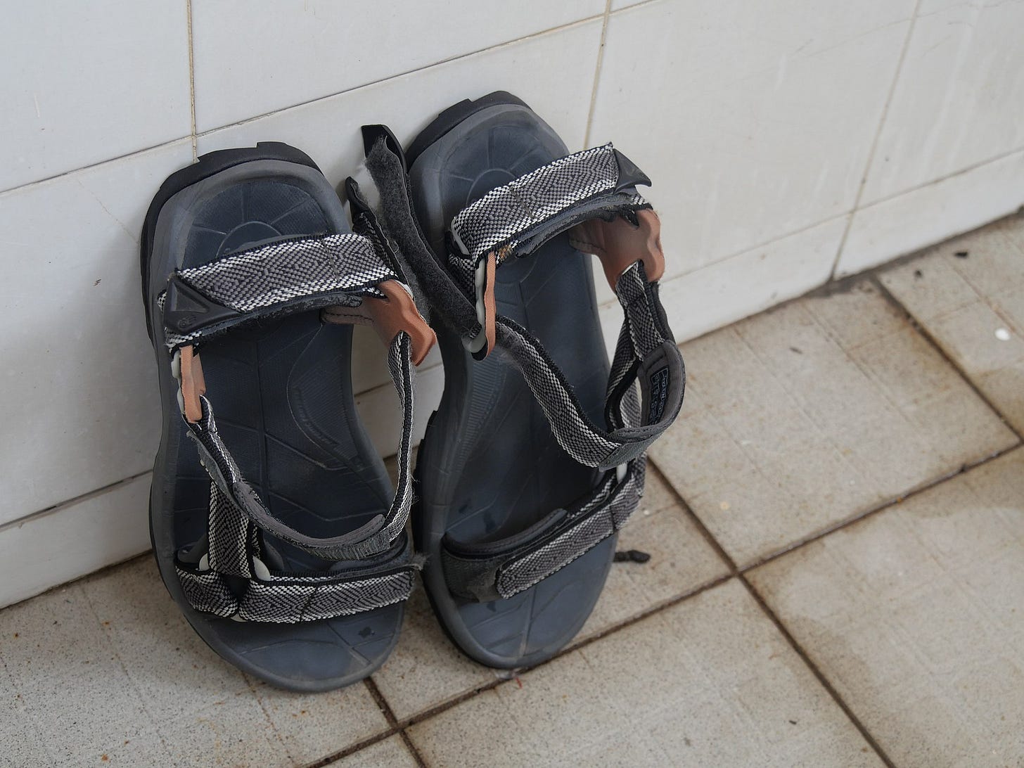 A pair of hiking sandals A pair of hiking sandals