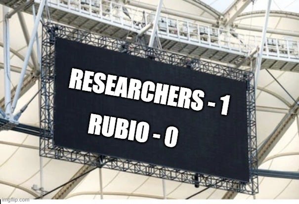 A victory in our fight to defend researchers' speech from Rubio's Censorship Policy!