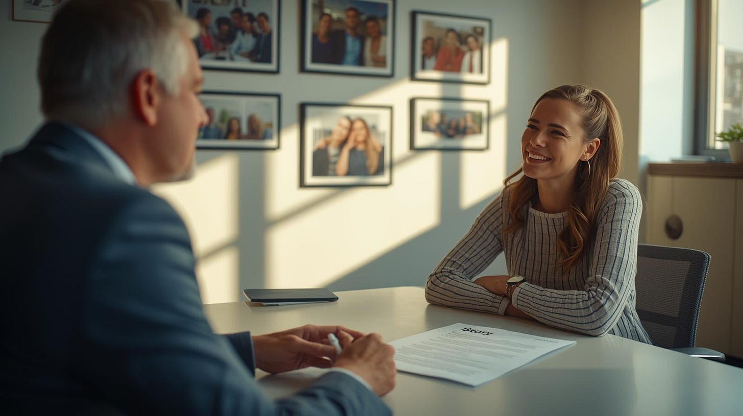 Recruiter listening to candidate’s story in interview.