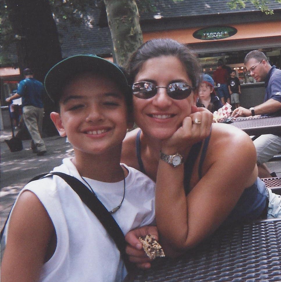 mom and son at zoo