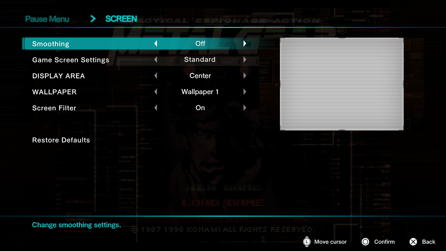 screenshot of the Master Collection's options.