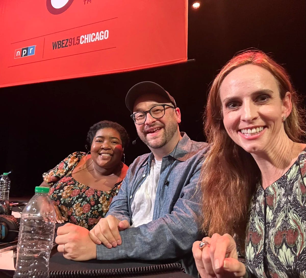 Faith, Dulcé, and me on stage in Chicago.