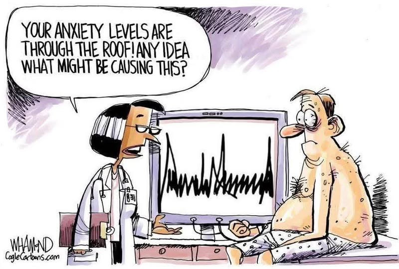 May be an image of text that says 'YOUR ANXITY LEVELS ARE THROUGH THE ROOF!ANY IDEA WHAT MIGHT BE CAUSING THIS? -0. WHAM-ND CogleCartoons.com เองกร. CogleCar toons.com'