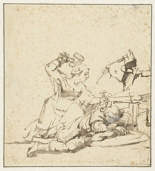 File:Jaël die Sisera doodt Jaël doodt Sisera, RP-T-1930-8.jpg