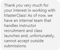 Application rejected