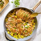 Coconut Curry Chicken, Roasted Broccoli, and Coconut Rice
