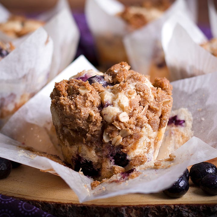 Sour cream streusel blueberry muffins, Lemon blueberry muffins, Blueberry zucchini muffins, and Blueberry load cake.