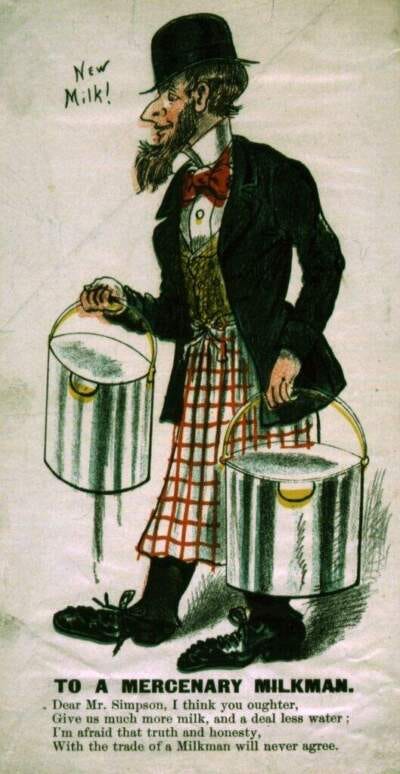 An ironic St Valentine's Day ode, circa 1890, to a mercenary milkman who is watering down his milk. (Hulton Archive/Getty Images) An ironic St Valentine's Day ode, circa 1890, to a mercenary milkman who is watering down his milk. (Hulton Archive/Getty Images)