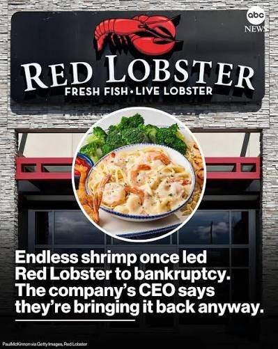 Red Lobster is ushering in a new era of endless shrimp, a deal that previously put the company in hot water and prompted financial restructuring, the CEO of the company announced. The Red Lobster is ushering in a new era of endless shrimp, a deal that previously put the company in hot water and prompted financial restructuring, the CEO of the company announced. The