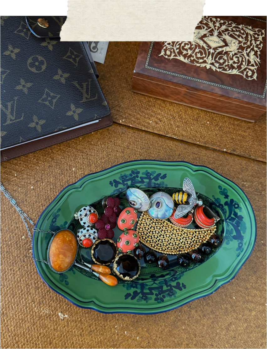 tray of vintage jewelry