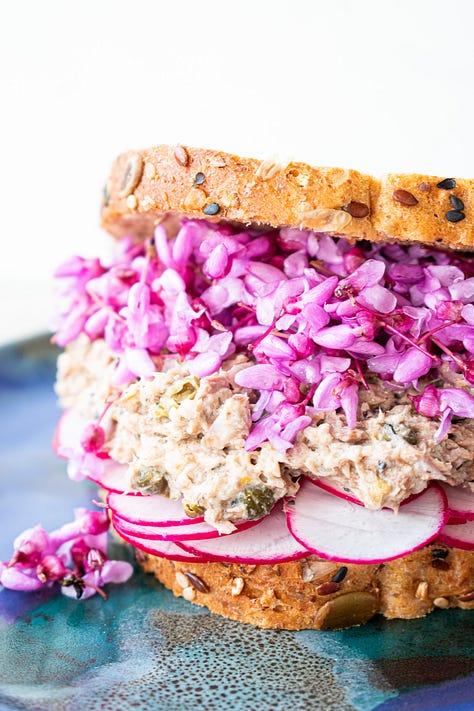 Detail photos of Eastern Redbud recipe, shot by JB Douglas for The Wild Grocery