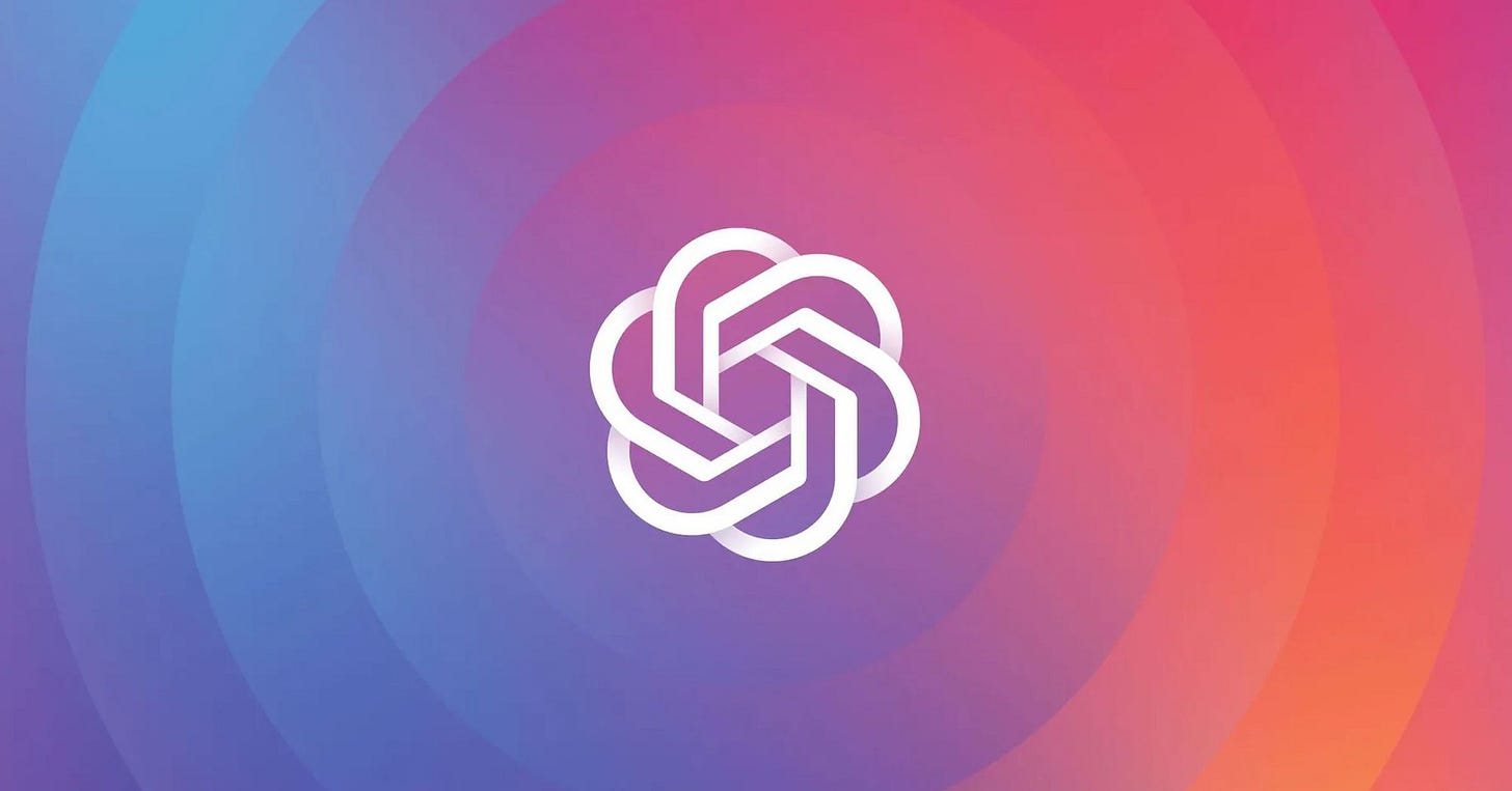 An image of OpenAI’s logo, which looks like a stylized and symmetrical braid.
