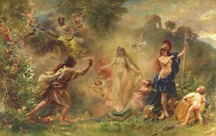 The Judgement of Paris, 1889 Painting by Konstantin Makovsky - Pixels