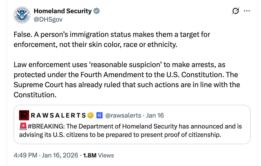 A person’s immigration status makes them a target for enforcement, not their skin color, race or ethnicity. Law enforcement uses ‘reasonable suspicion’ to make arrests, as protected under the Fourth Amendment to the U.S. Constitution. The Supreme Court has already ruled that such actions are in line with the Constitution. A person’s immigration status makes them a target for enforcement, not their skin color, race or ethnicity. Law enforcement uses ‘reasonable suspicion’ to make arrests, as protected under the Fourth Amendment to the U.S. Constitution. The Supreme Court has already ruled that such actions are in line with the Constitution.