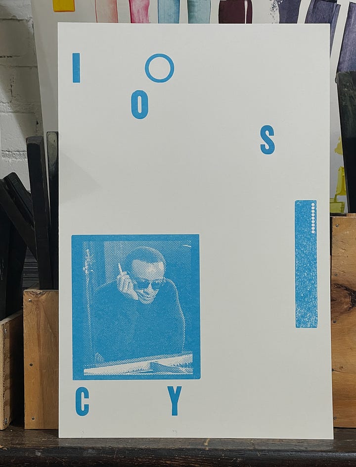 Photos of process prints from the making of my Cecil Taylor poster