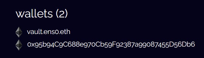 List of 2 eth wallets