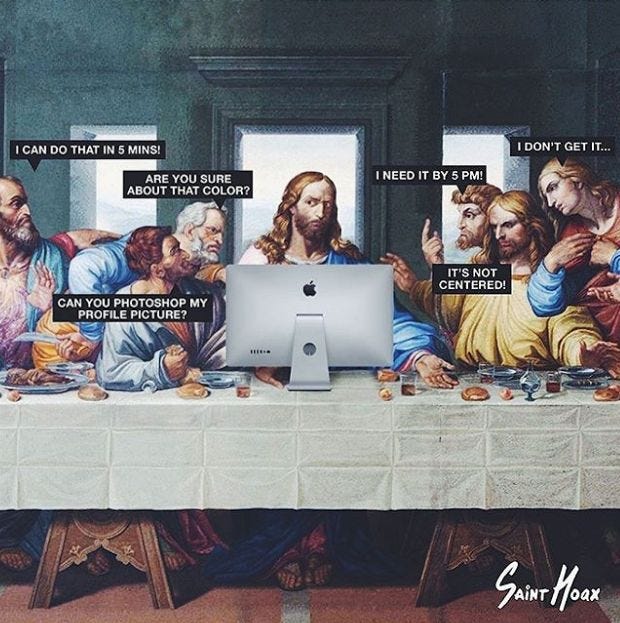 This may contain: an image of the last supper of jesus with instructions on how to use his computer