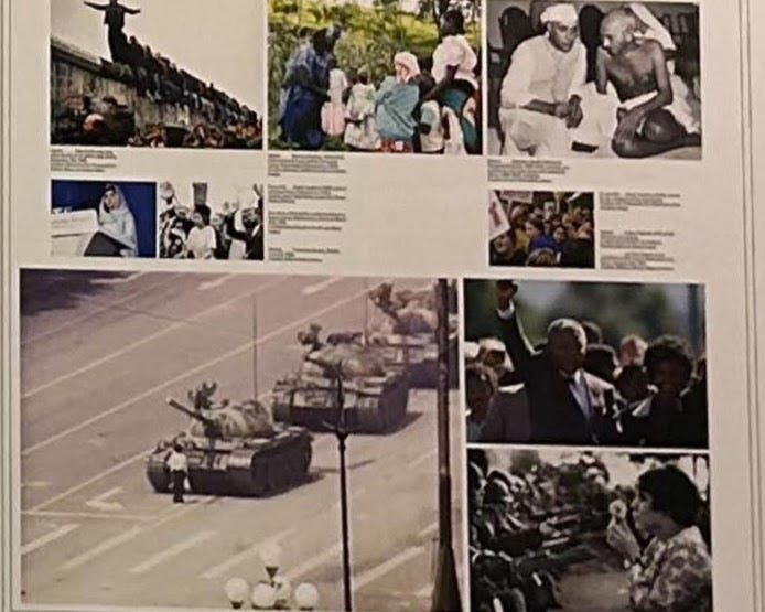 The image that offended a Chinese diplomat who tore down the poster inside the United Nations headquarters in New York.