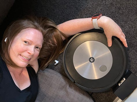 Sam getting inappropriately intimate with Jonny 7, her robot vacuum cleaner