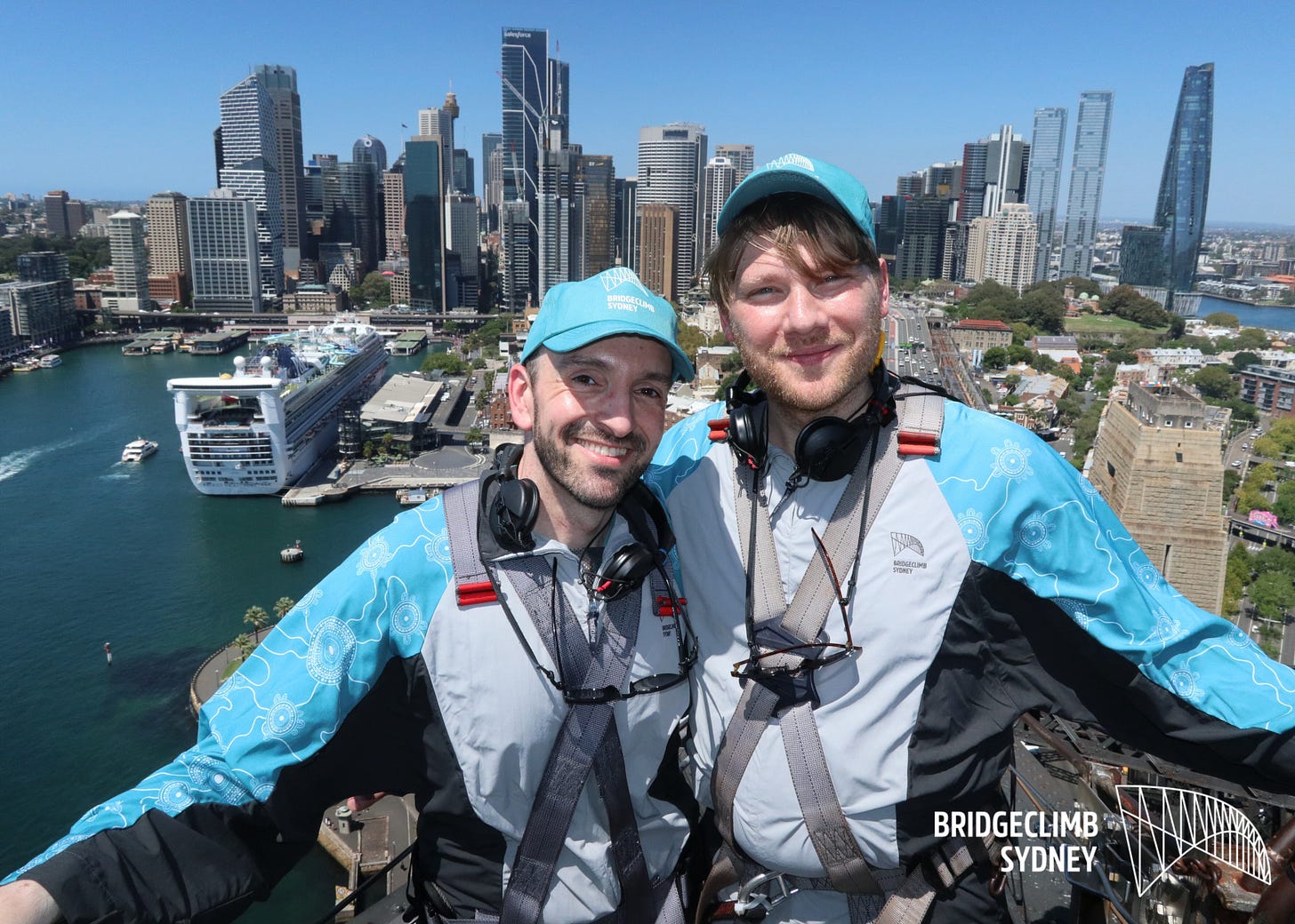 One of the photos of us taken at the top of the bridge.