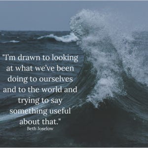 "I’m drawn to looking at what we’ve been doing to ourselves and to the world and trying to say something useful about that." - Beth Joselow