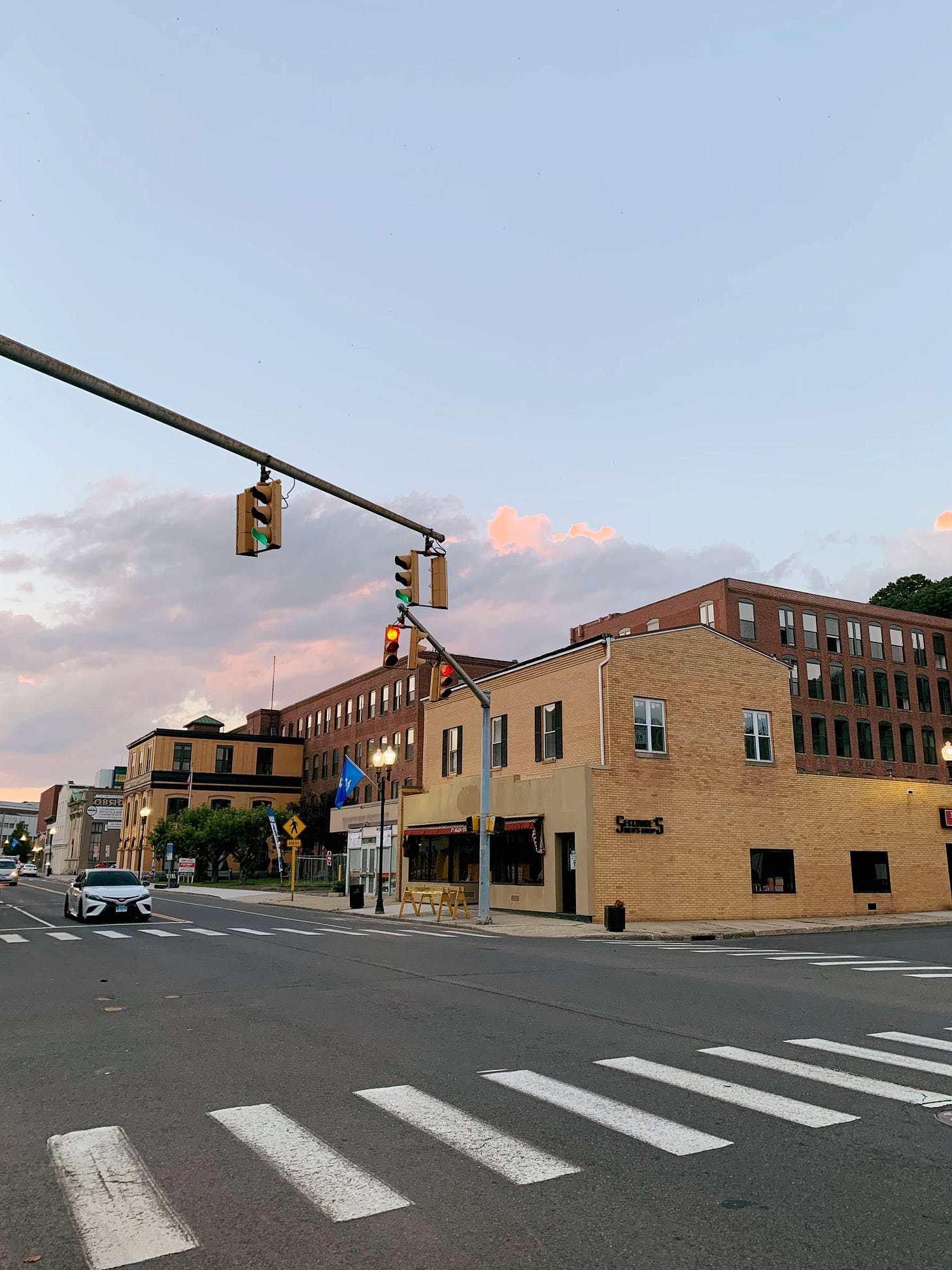 Crossing and factories in the background