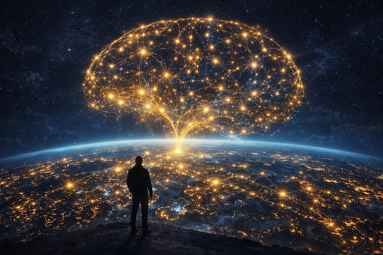 Alla fine con l’AI è come se ci fosse cresciuto un altro cervello sul pianeta (autoritratto generato dall’AI stessa)