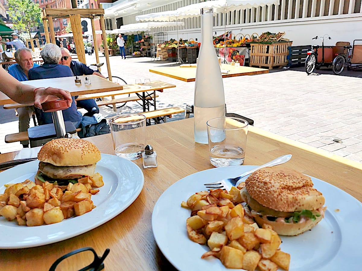 Duck Burgers at Maison Samaran outside the Victor Hugo Market in Toulouse