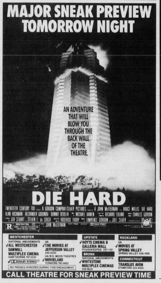 Was there a Die Hard movie poster that excluded Bruce Willis? - Movies & TV  Stack Exchange