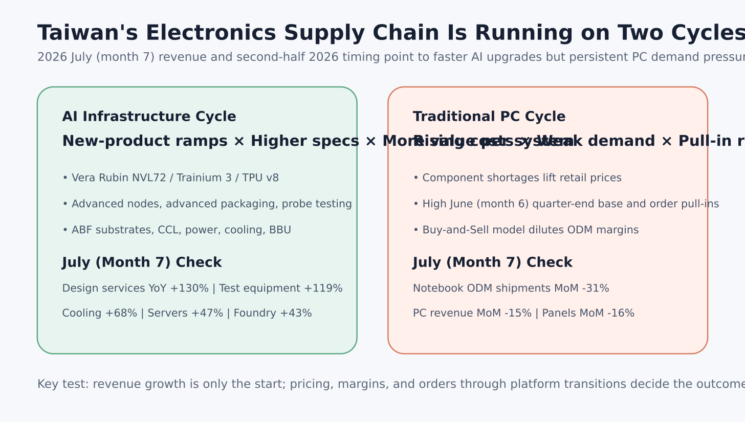 Taiwan electronics supply chain: two diverging cycles