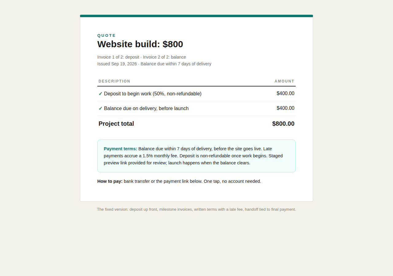 Illustration for Invoice Teardown #1: The invoice that waited until the work was done (image 2)