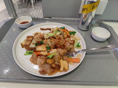 dishes at Talalak's vegan mall stalls