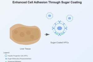 Infographic of sugar coated stem cells and the liver