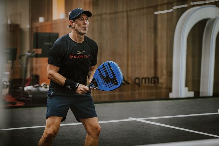 GLDN PNT Founder Scott London on court at Sunset Padel